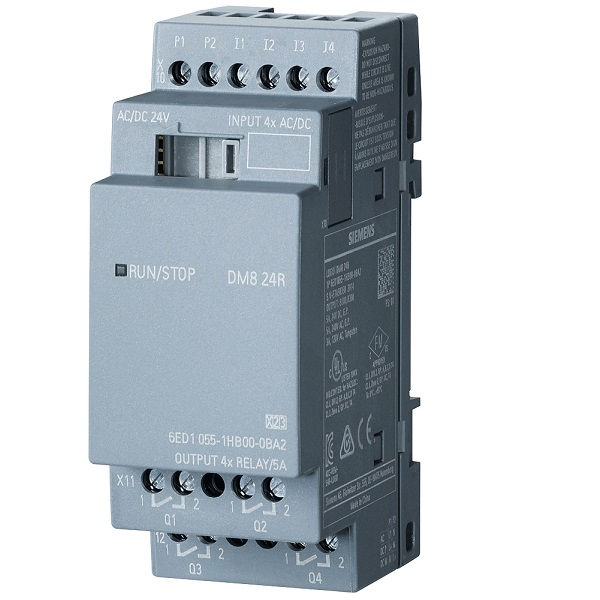Módulo Expansão DM8 24R LOGO!8 para Logo Básico NPN Entrada/Saída Digital E:4DI S:4DO Saída a Relé 5A 24VCA/CC ETHERNET Industrial IP20